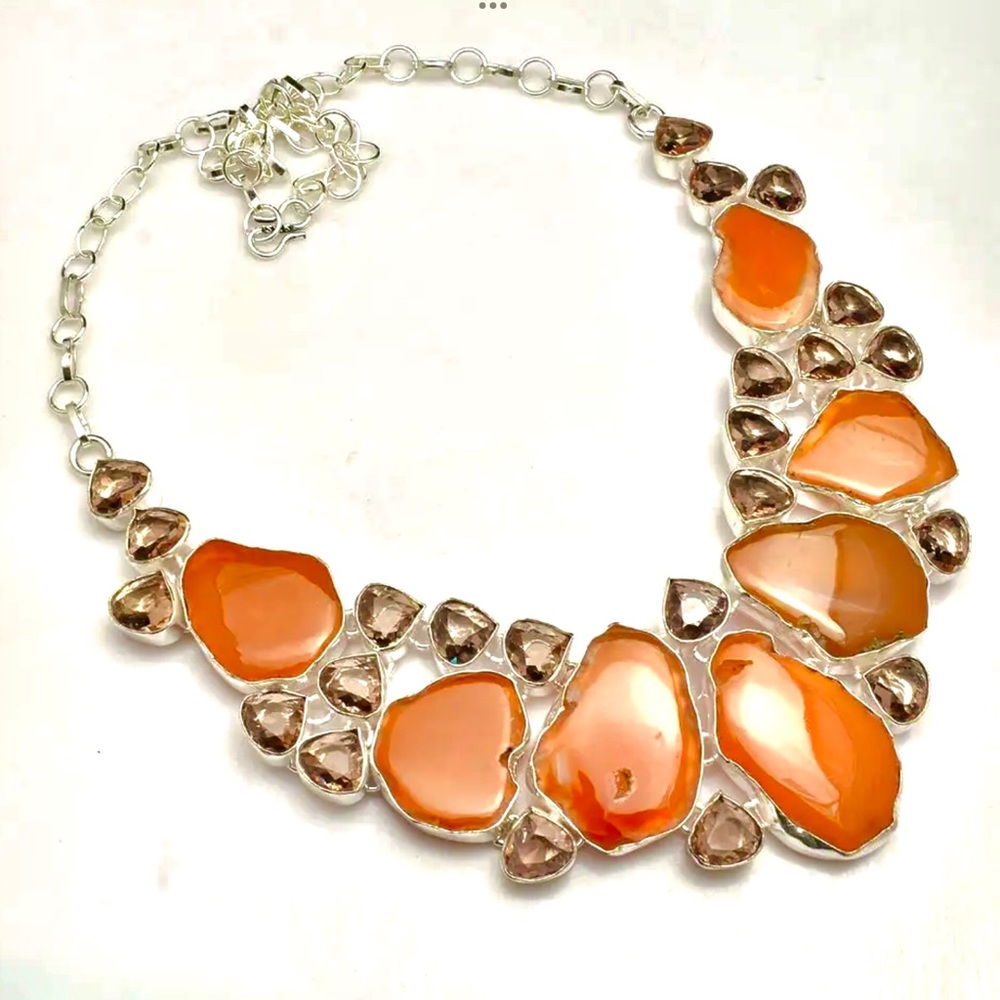 ❤️ FABULOUS Natural SolarAgate Morganite Necklace ❤️